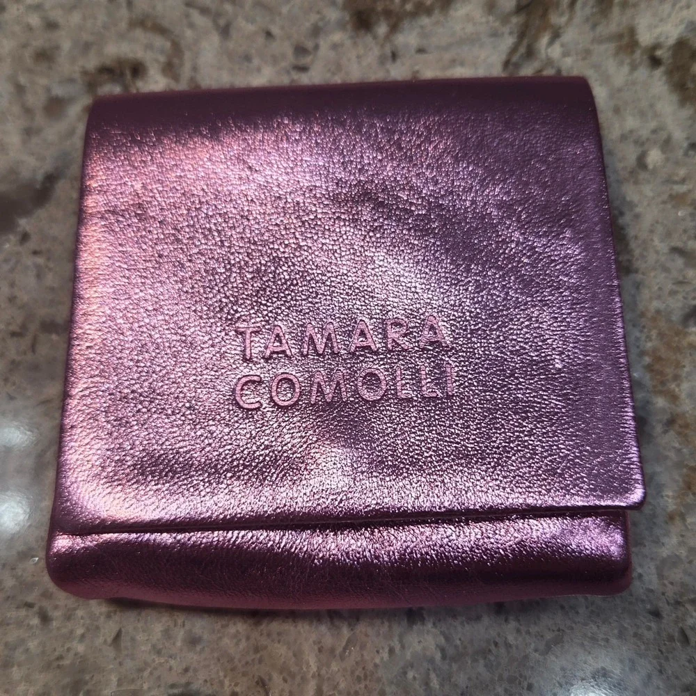Tamara Comolli Metallic Pink Leather Jewelry Pouch Travel Case Snap Closure